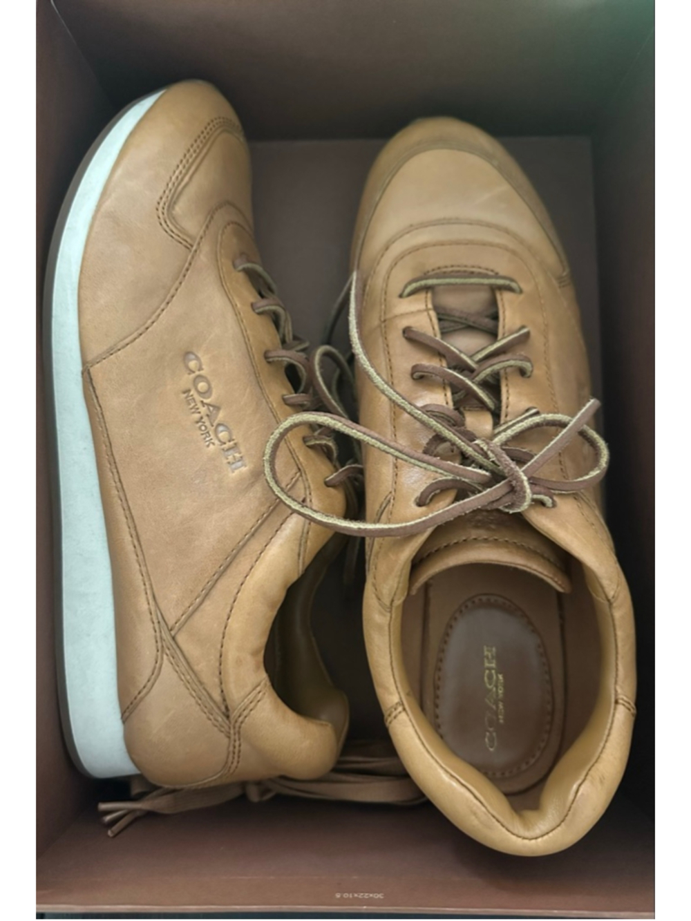 Women's Coach Brown Leather Sneakers Size 10 with White Soles